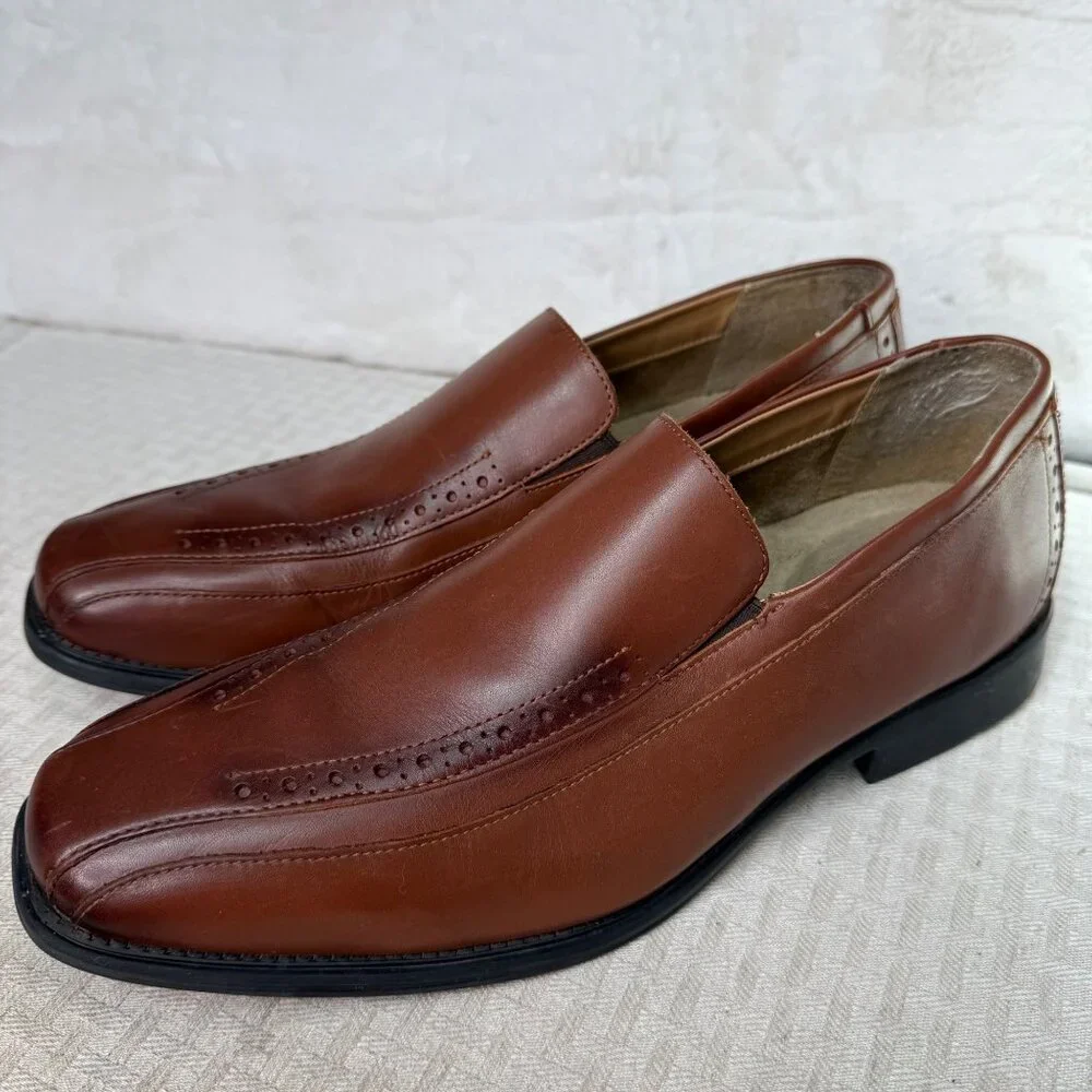 Stacy Adams Brown Leather Mens Dress Shoes Size 11M slip- on loafer - Picture 1 of 9